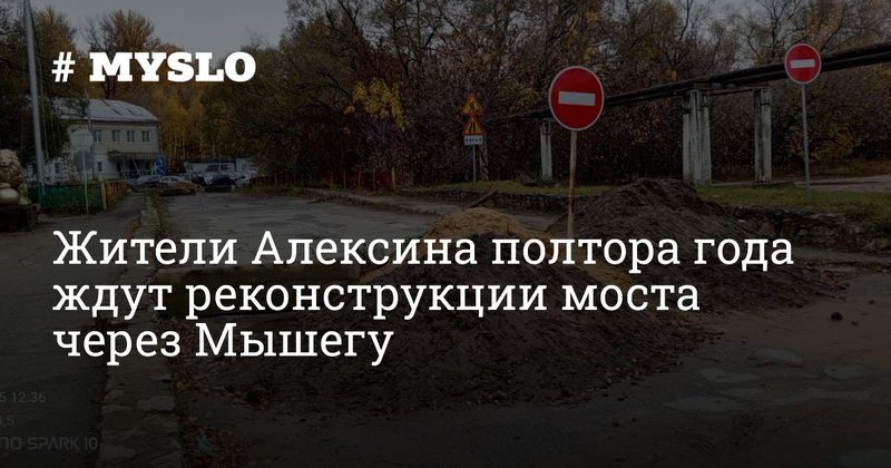 Жители Алексина полтора года ждут реконструкции моста через Мышегу